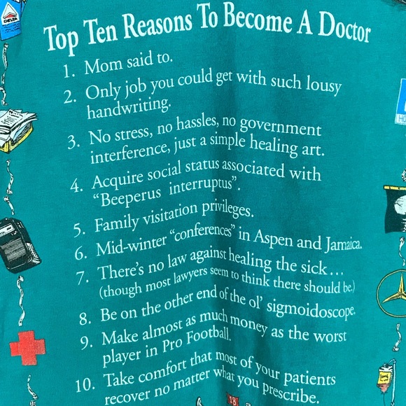 Vintage Top Reasons To Become A Doctor Shirt - Picture 3 of 6